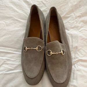 Gucci Taupe Suede Loafers with Gold Horsebit